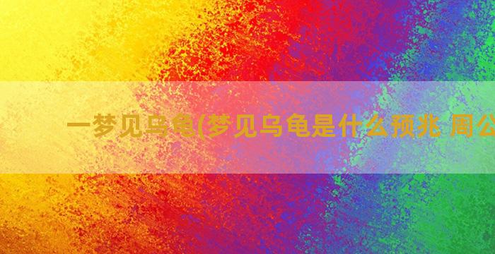 一梦见乌龟(梦见乌龟是什么预兆 周公解梦)